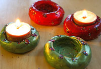 Clay tea light candle holders by Mom in Madison