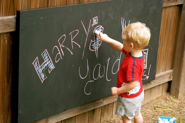 Homemade outdoor chalkboard for kids by Okay, BA!