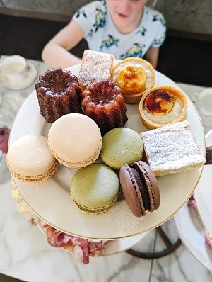 Close-up view of sweets served with afternoon tea at The Lodge at St. Edward