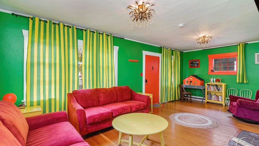 Seattle vacation rental with "Goodnight Moon" themed room, including green walls and decor from the book.