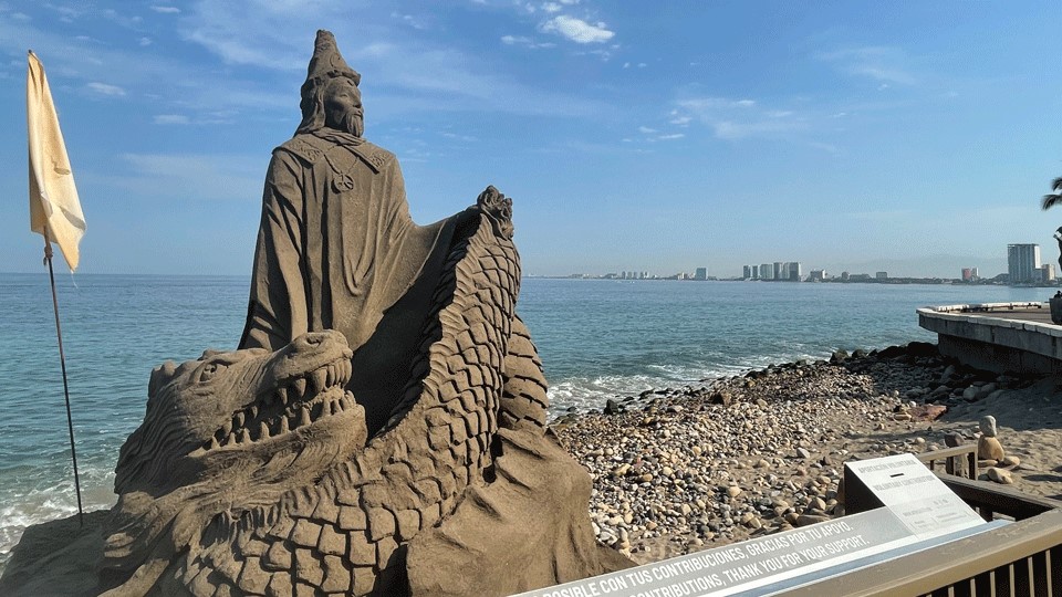 sand scultpure along puerto vallartas malecon