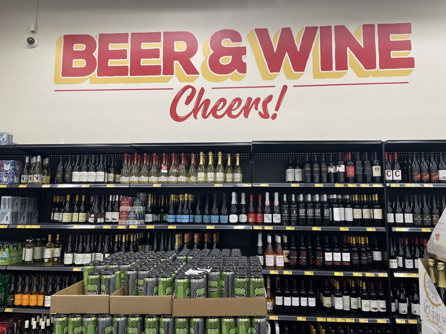 "Bee and Wine section at Grocery outlet"