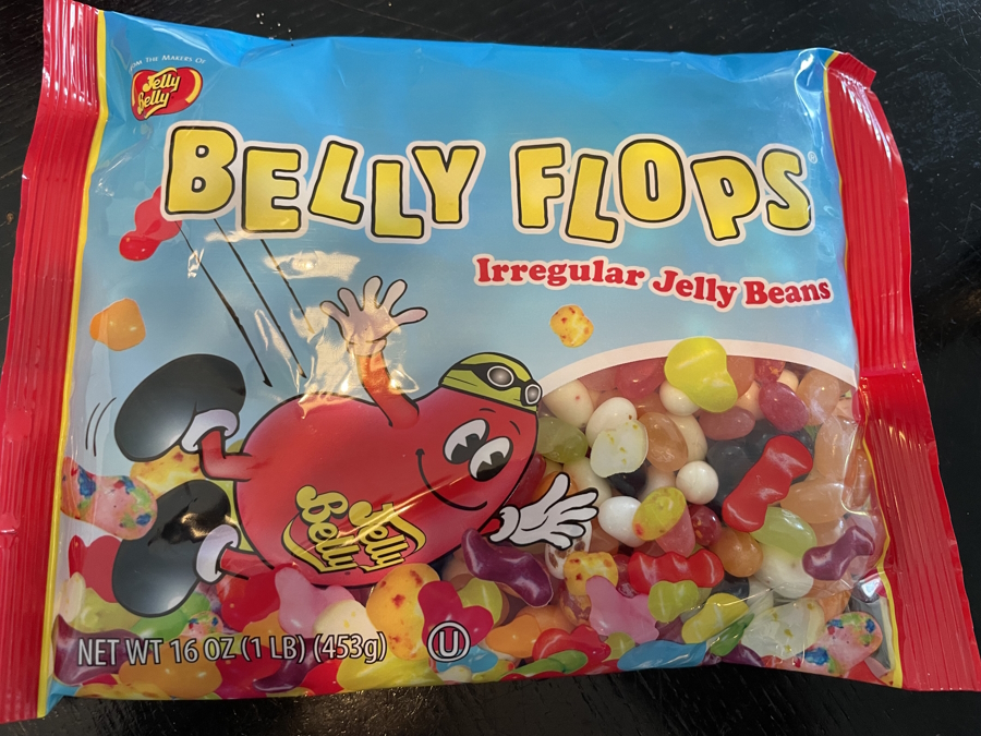 "Belly flops are irregular Jelly Belly and you can find them at Grocery Outlet"