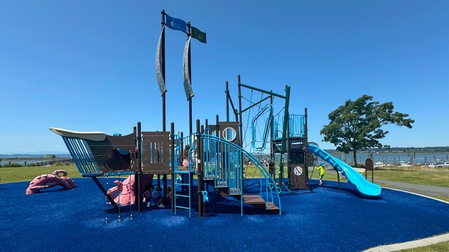 "Jetty Park nautical playground near the ferry dock for Jetty Island, where kids can wait while they wait to board the boat"