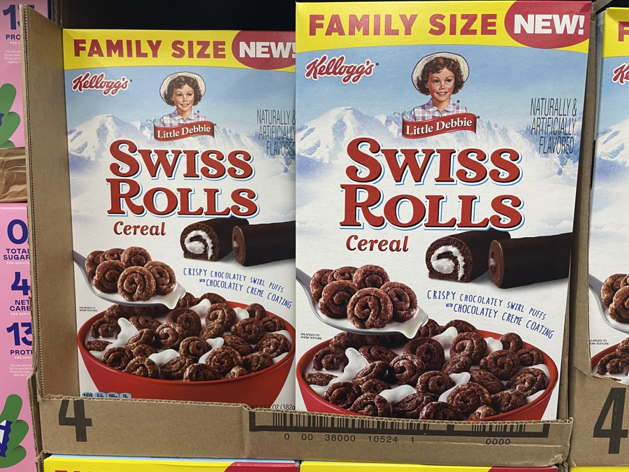 "Swiss roll cereal at Grocery Outlet"