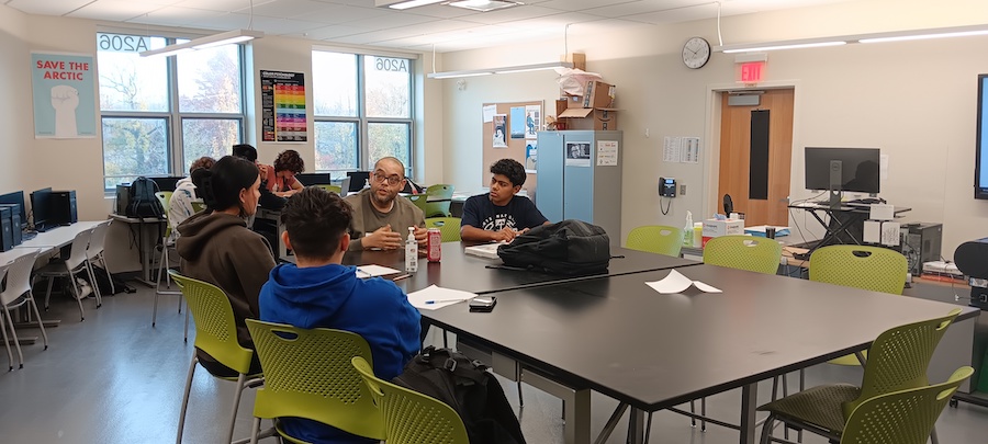 TED-Ed Innovative Educator and founder of Latinos in Coding Marcos Navas teaches a workshop to youth