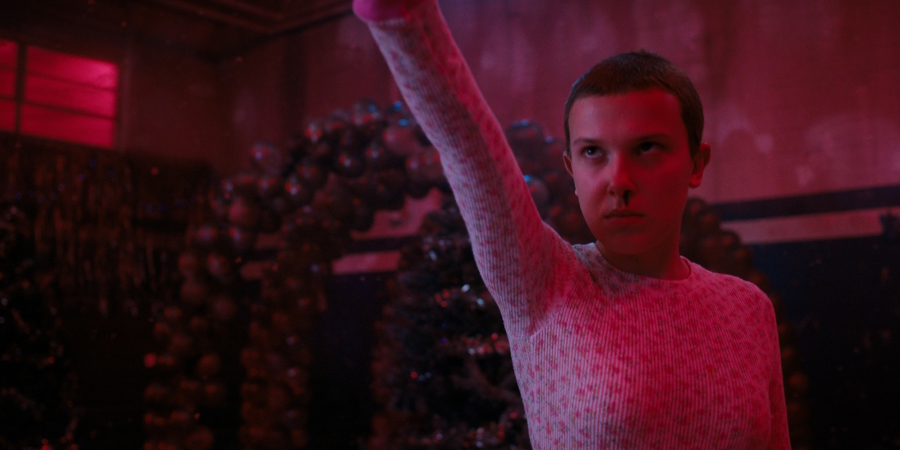 A still from the show Stranger things, a spooky show for Halloween