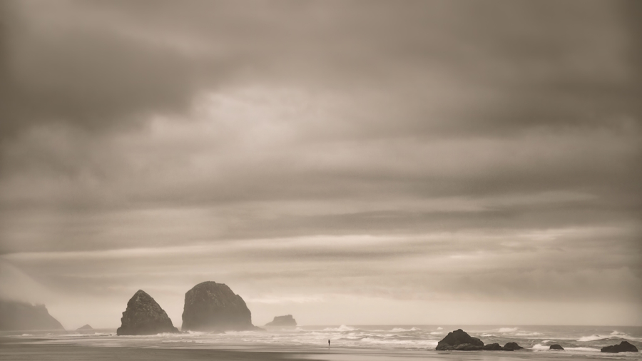 Cannon beach Oregon Coast winter storm