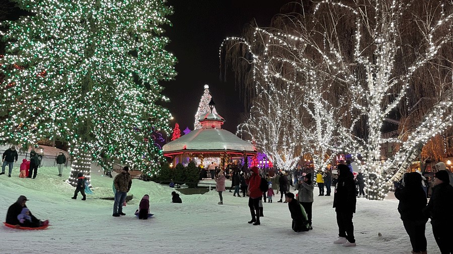 Downtown Leavenworth with sledding hills and Christmas lights make this a wonderful winter destination for local families