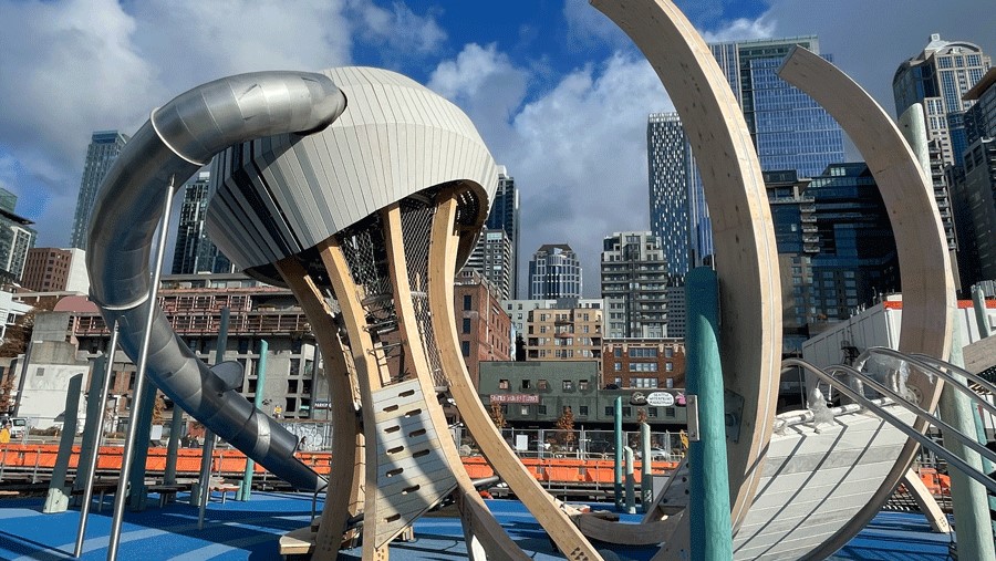 A new playground along the waterfront will open in seattle in 2025