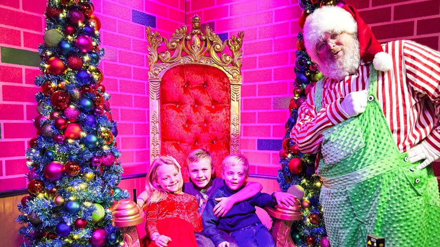 Santa photos with kids at Kringle's Inventionasium, a Seattle attraction for families