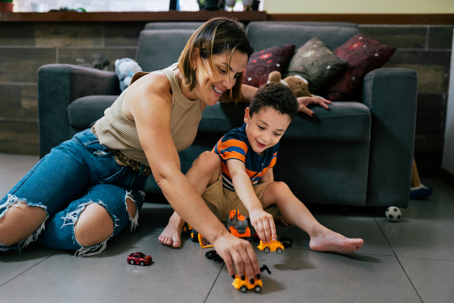 mom and child playing 