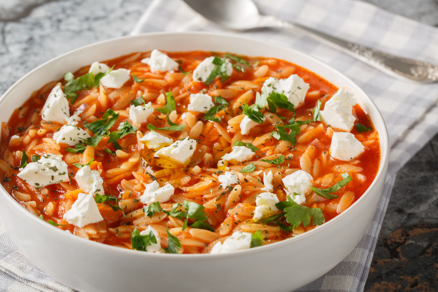 cozy noodle bowl tomato orzo