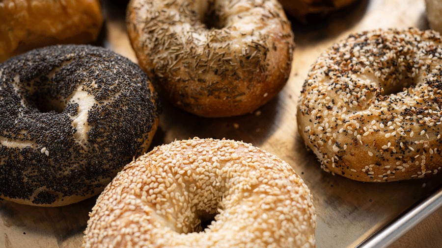 the bagel flavors at Rubinstein Bagels in Seattle