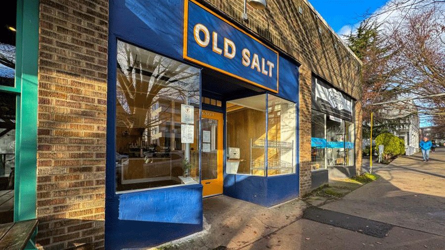 exterior of Old Salt Fish and Bagel, a popular Seattle bagel shop