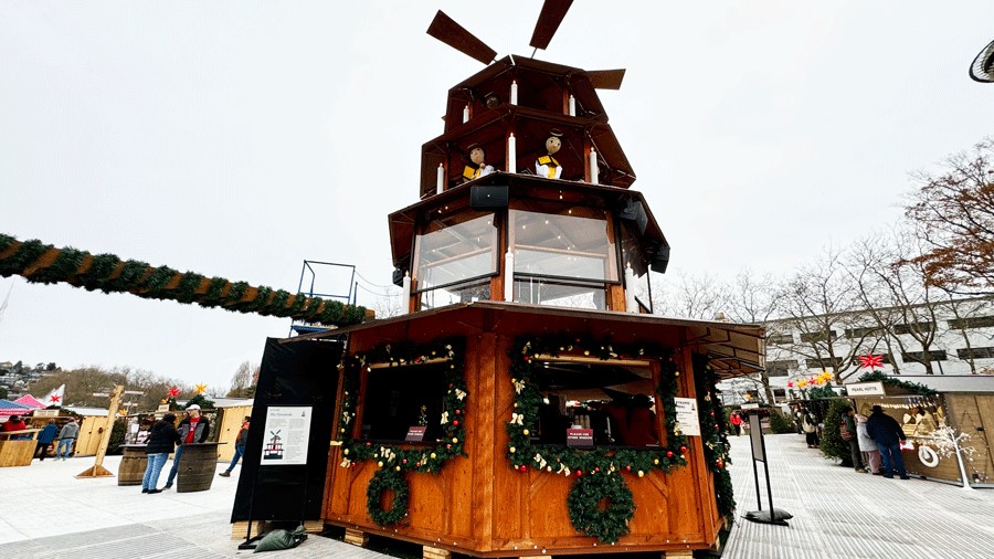 Traditional Christmas Pyramid at Seattle Christmas Market, a family-friendly holiday atraction