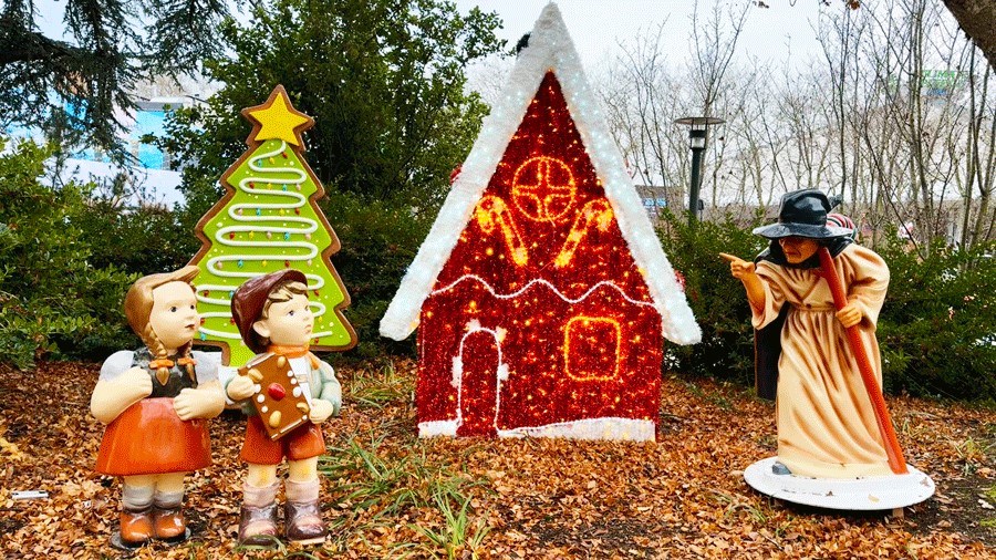 scenes from the forest fairytale path at the Seattle Christmas Market