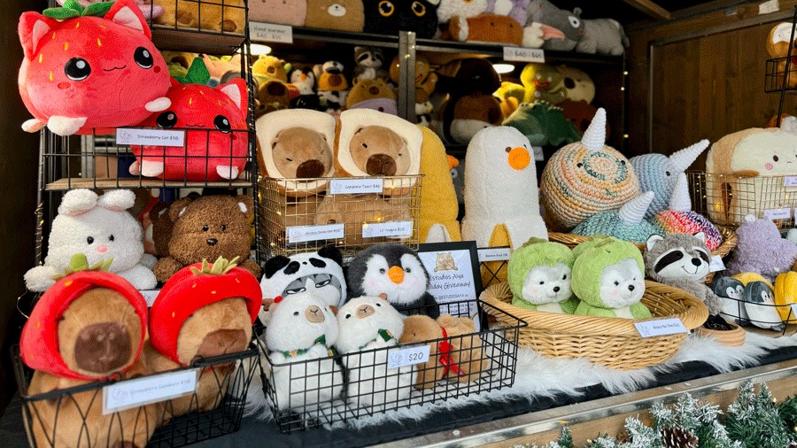 adorable plushies at the Seattle Christmas Market