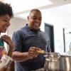 Family cooking a healthy meal with pantry staples