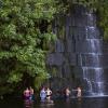 The waterfall and swimming area at Tenino Quarry Pool