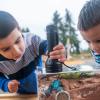 Two kids at Bugs Alive!, a Seattle-area insect encounter at Point Defiance Zoo and Aquarium