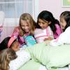 girls having fun at a sleepover