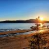 Sunset from Chevy Chase Beach Cabins, a cabin rental near Seattle for families, and one of many fall things to do 