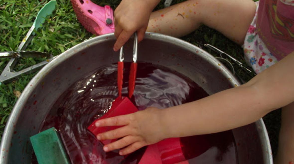 tongs and water