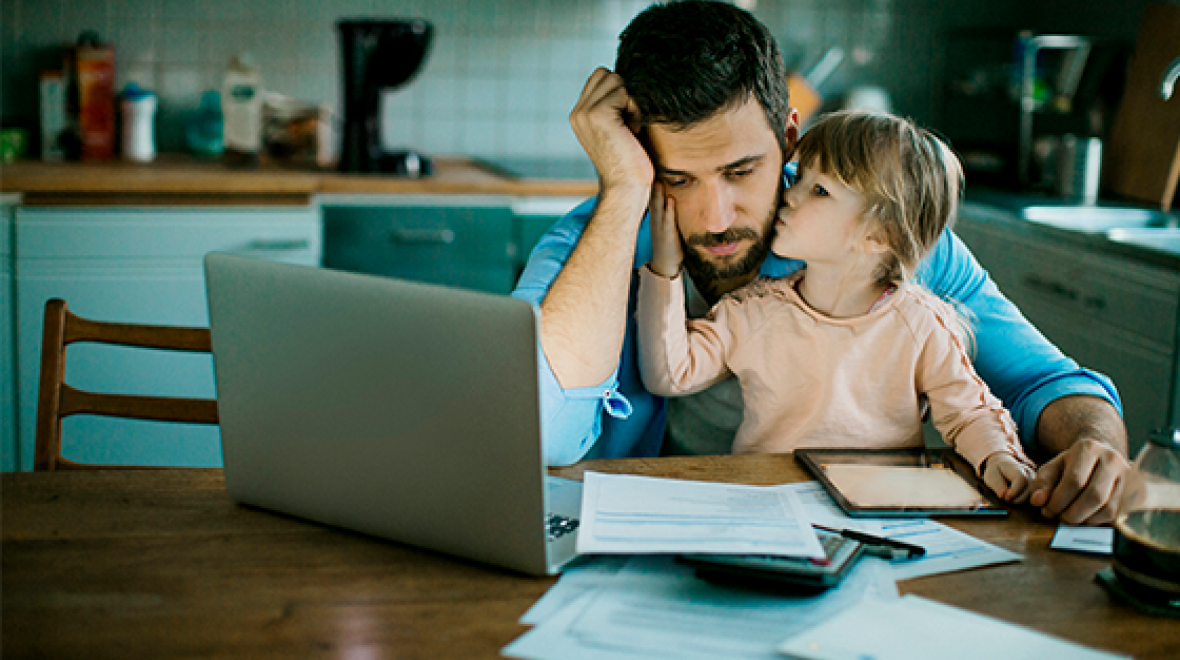 Stressed father and daughter