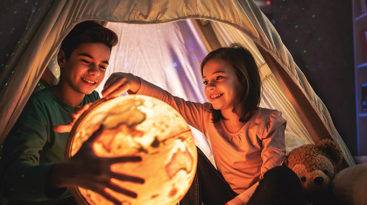 kids camping indoors