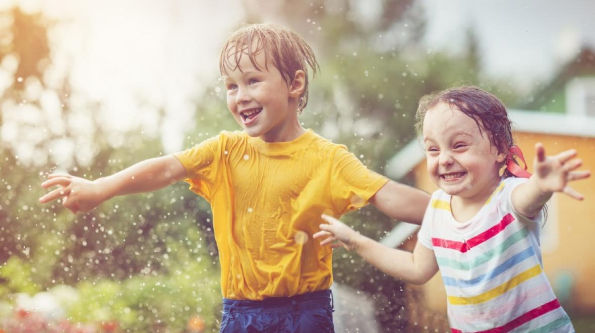 Kids Playing Outside Water