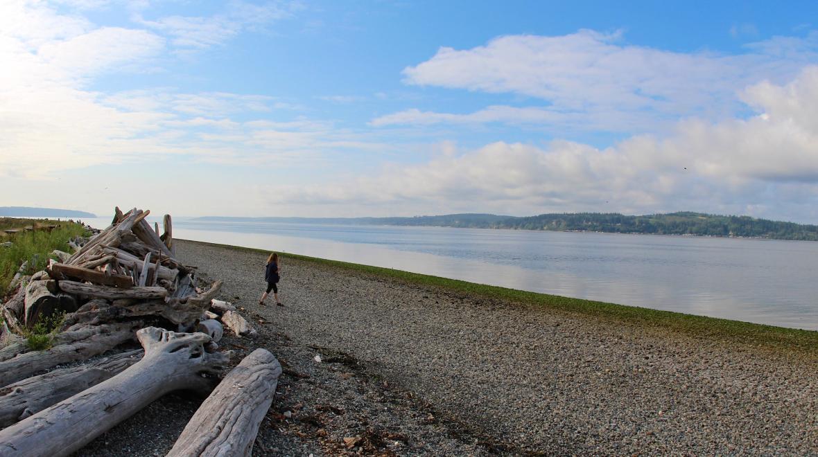 camano island state park kid on the beach