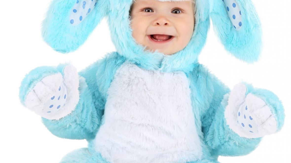 Baby wearing a bunny costume