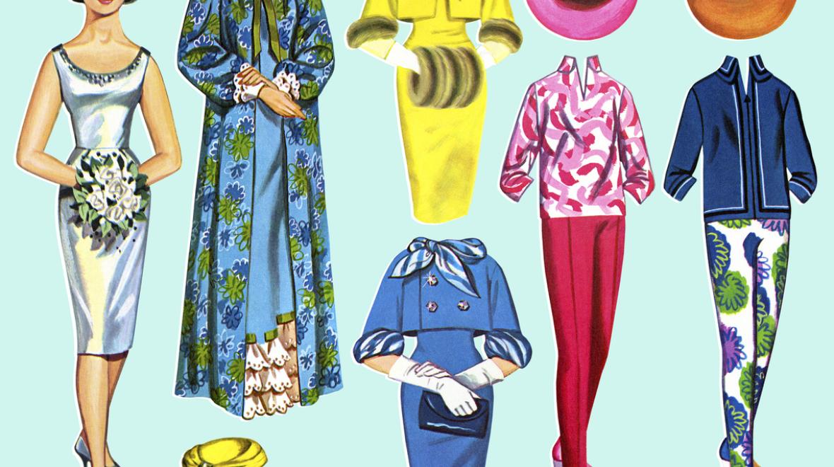 vintage-style paper dolls which are creative birthday party favors for kids