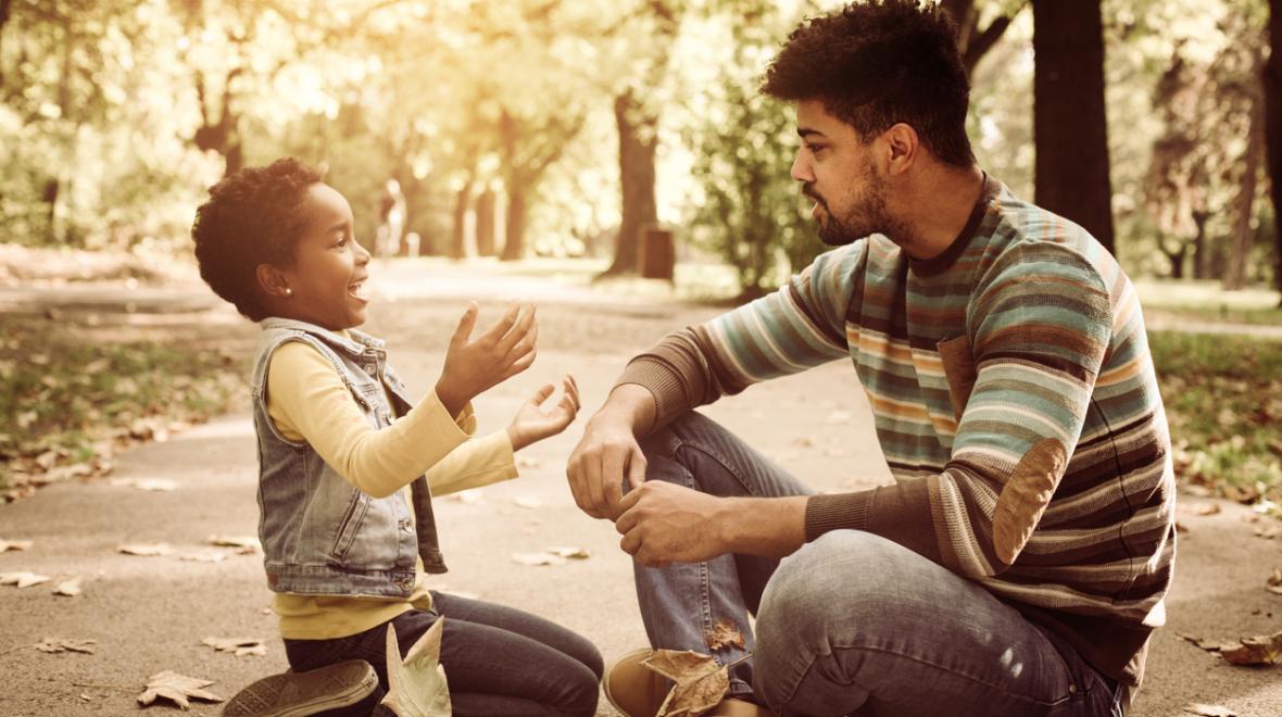 dad with child outside 