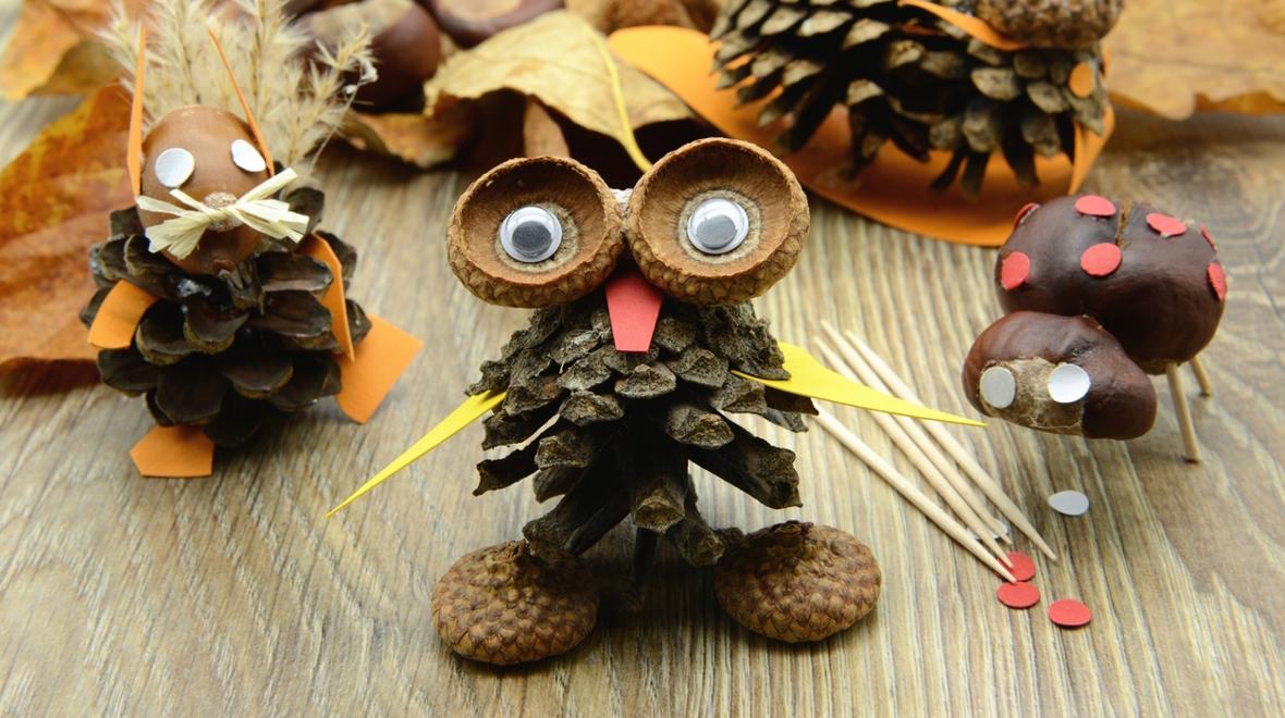 Pinecone owls Thanksgiving craft