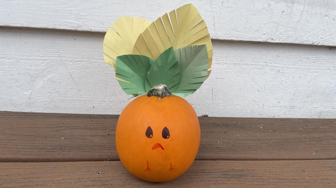 mini pumpkin turkey is a great thanksgiving craft