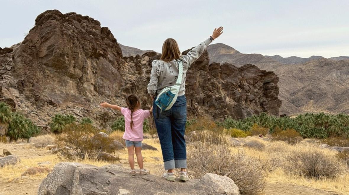 mom and daughter exploring Indian Canyons in Palm Springs, California