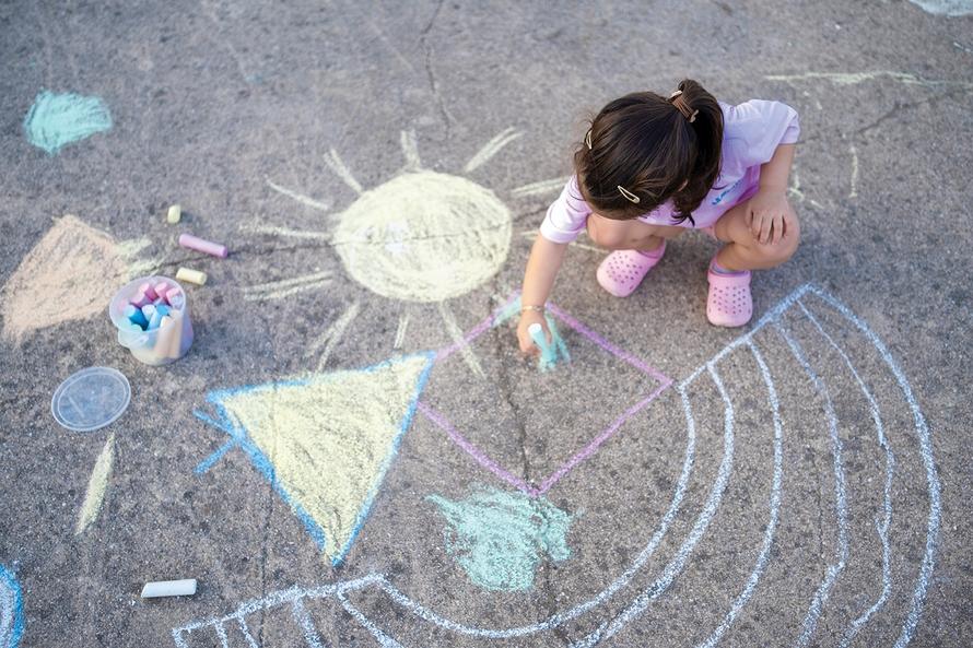Flower Child Sidewalk Chalk Art - A Creative Kids Photo Op