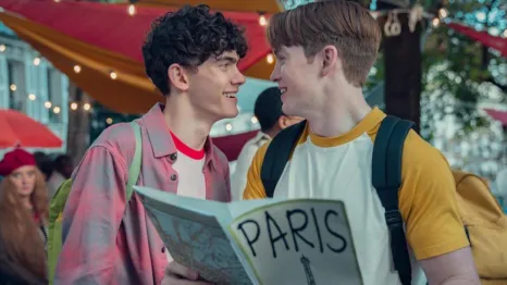 Production still from the Netflix series Heartstopper, an LGBTQ show
