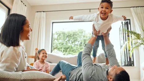 Family being present over technology and having run together