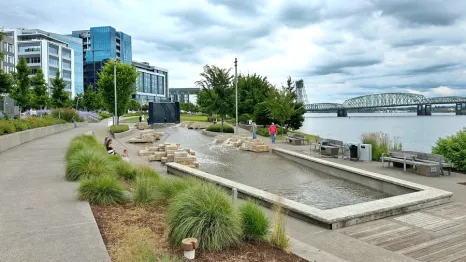 the water feature and Vancouver, Washington waterfront, a family-friendly destination for a weekend getaway