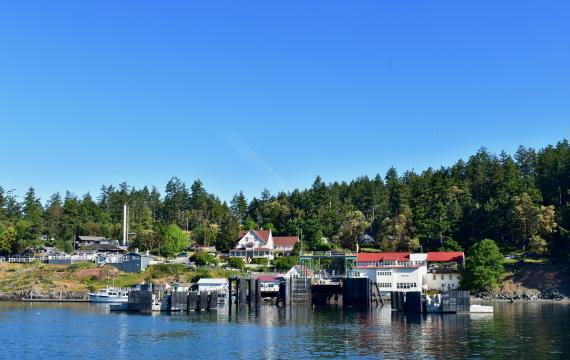 Orcas Island ferry dock landing is part of a San Juan Islands vacation experience 
