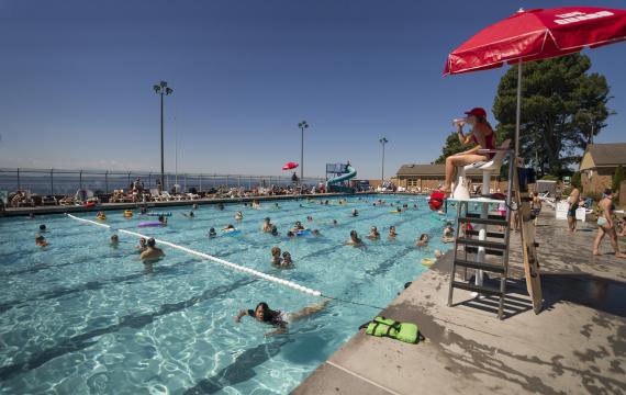 Seattle outdoor swimming pool Colman Pool in West Seattle Lincoln Park