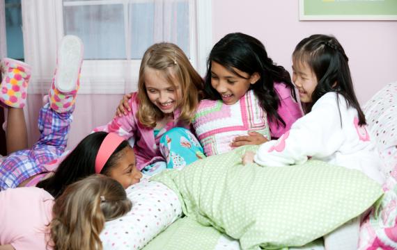 girls having fun at a sleepover