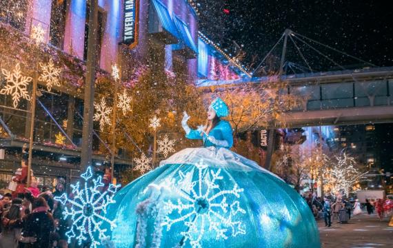 Snowflake Lane at Bellevue Square is a free thing to do in Seattle