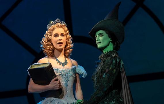 Glinda the Good and Elphaba in "Wicked" at Paramount Theatre, a fun family activity this weekend in Seattle