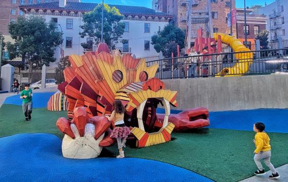 dragon play structure at a park in San Francisco 