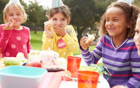 Kid eating cake