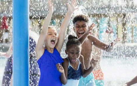 Kids playing in a Seattle area spray park